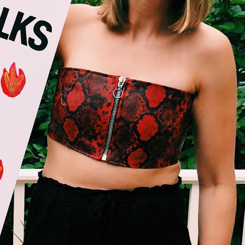 Red Snake Skin Tube Top